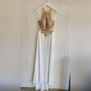 Cinderella beaded white prom gown dress